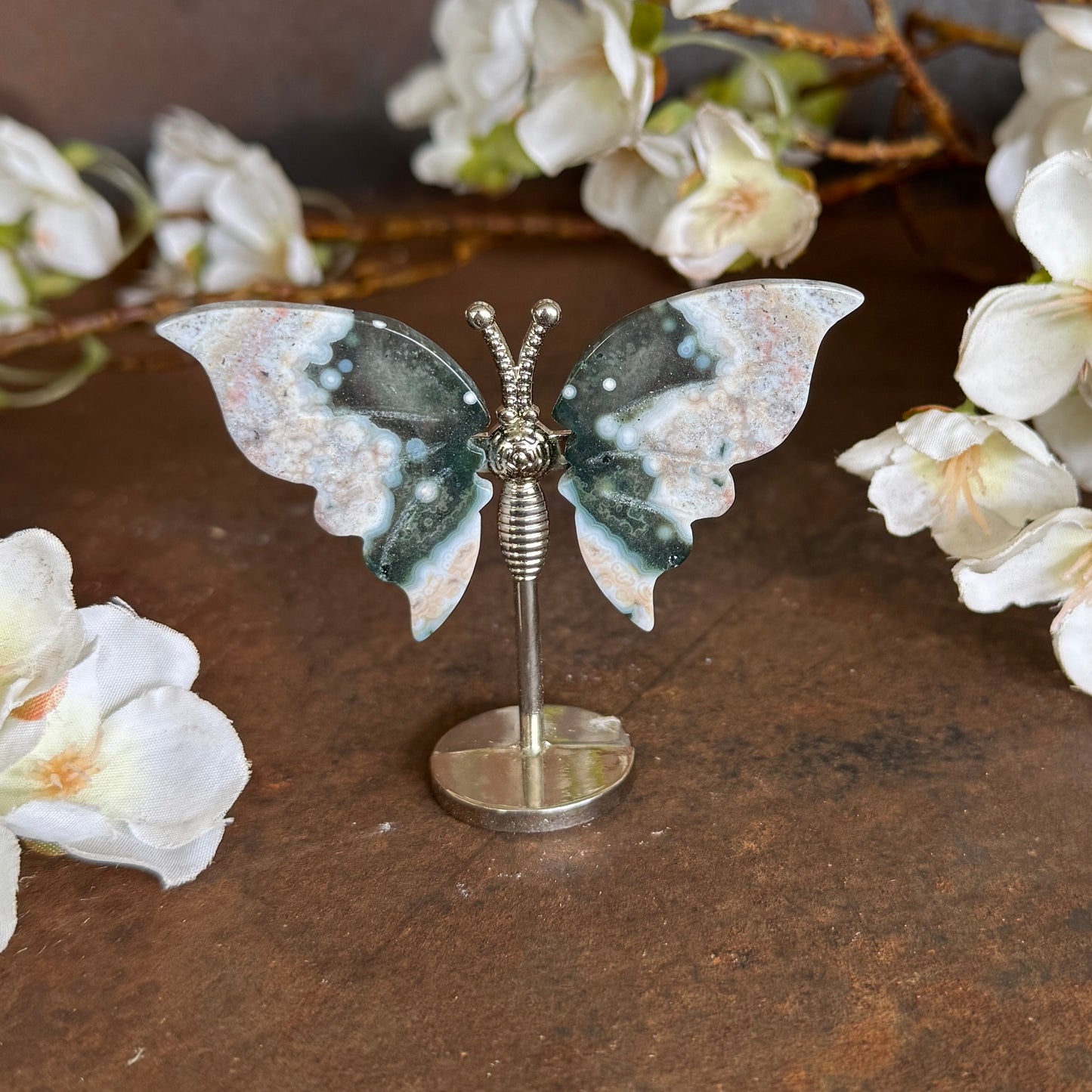 Mini Ocean Jasper Crystal Butterfly – Joy, Renewal & Spiritual Healing