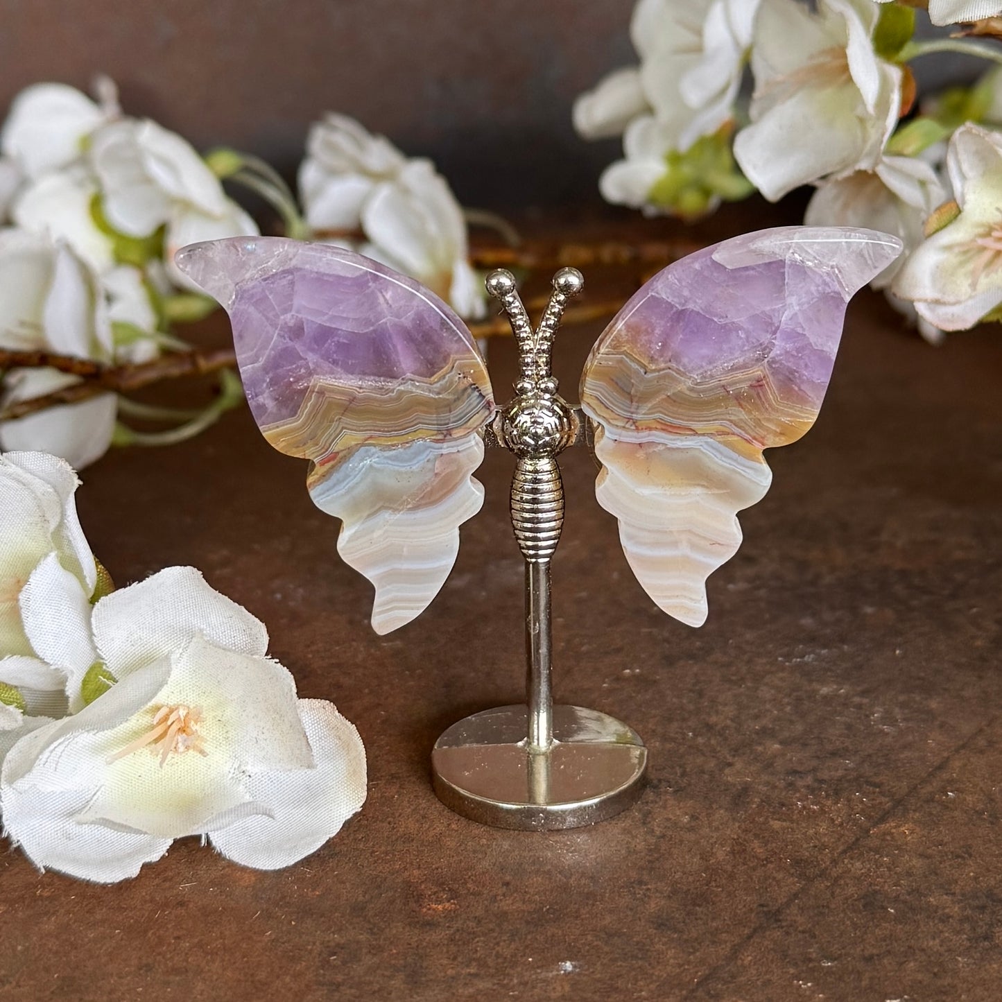 Mini Amethyst & Agate Crystal Butterfly – Protection, Peace & Spiritual Healing