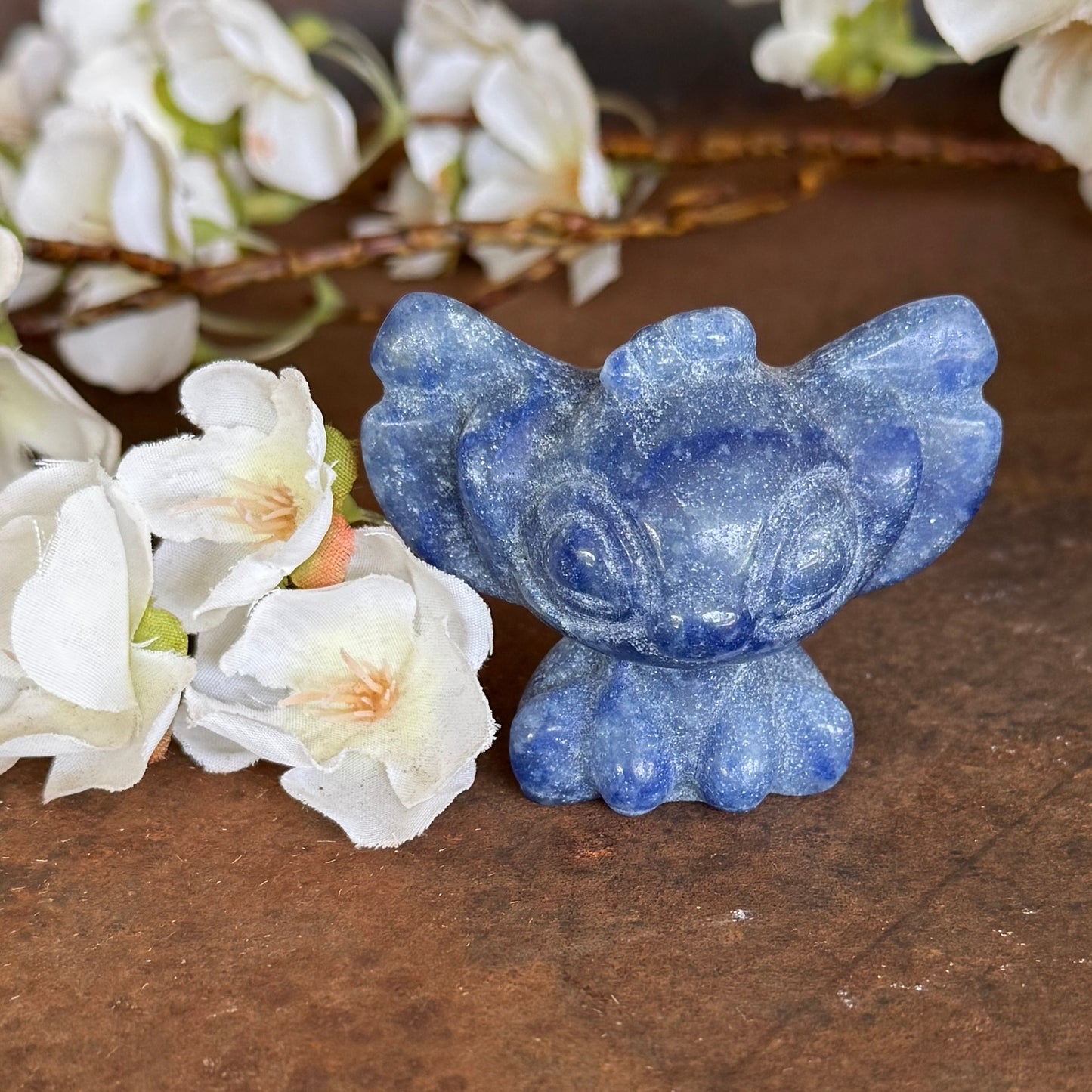 Stitch & Angel Crystal Carvings – Heart Healing, Positivity & Spiritual Protection