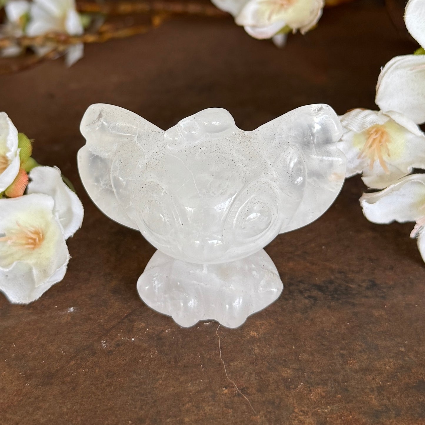 Stitch & Angel Crystal Carvings – Heart Healing, Positivity & Spiritual Protection