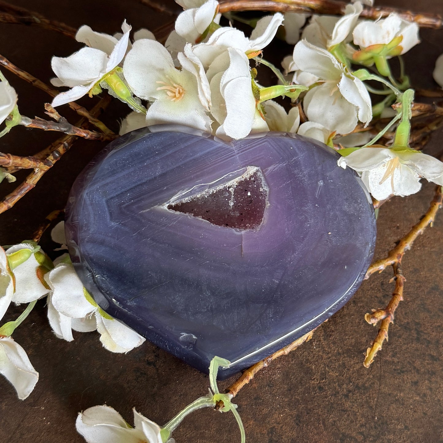 Agate Crystal Geode Druzy Hearts – Protection, Harmony & Spiritual Healing Energy