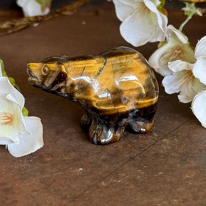Golden Tiger’s Eye Crystal Bear Carving – Courage, Strength & Spiritual Protection
