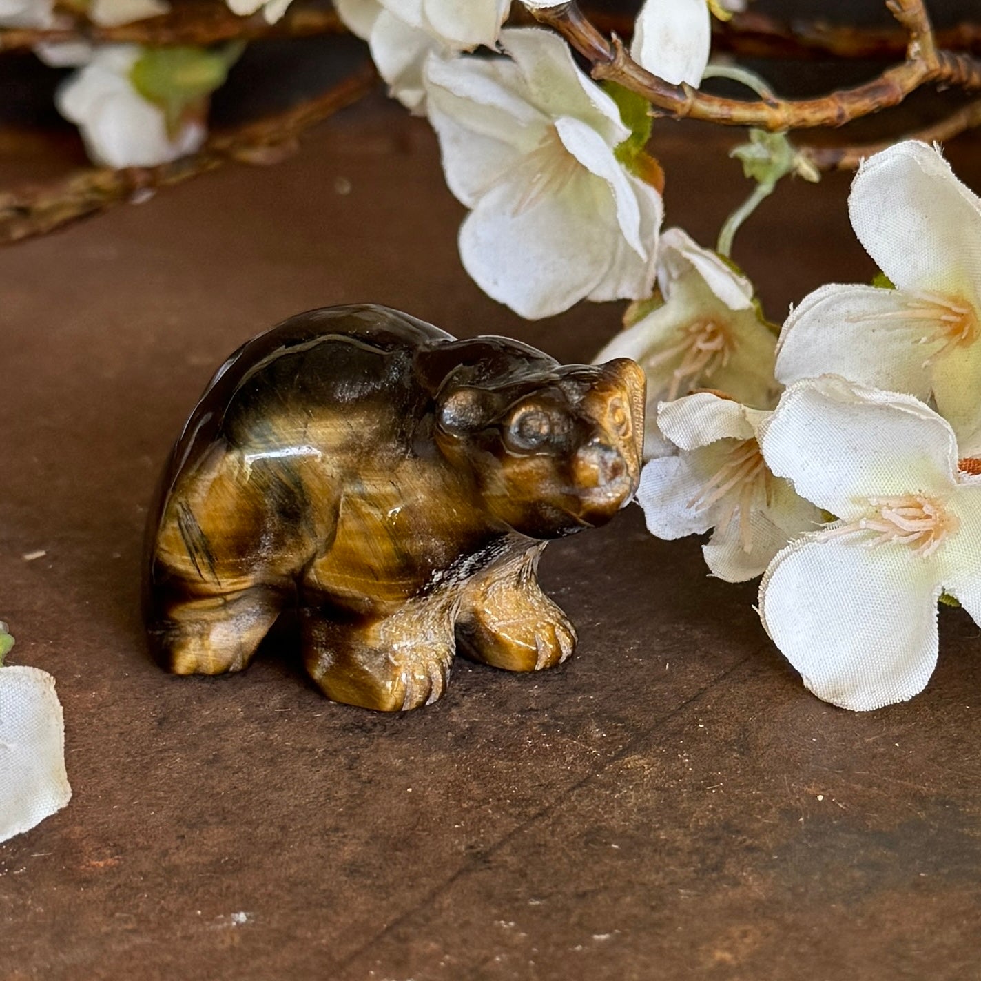 Golden Tiger’s Eye Crystal Bear Carving – Courage, Strength & Spiritual Protection