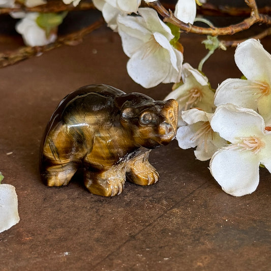 Golden Tiger’s Eye Crystal Bear Carving – Courage, Strength & Spiritual Protection