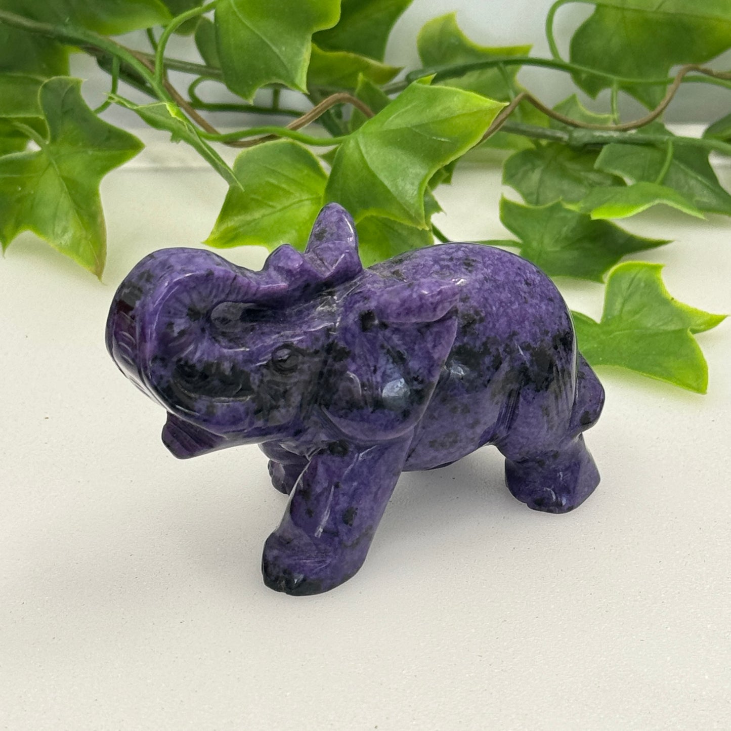 Charoite Elephant Carving