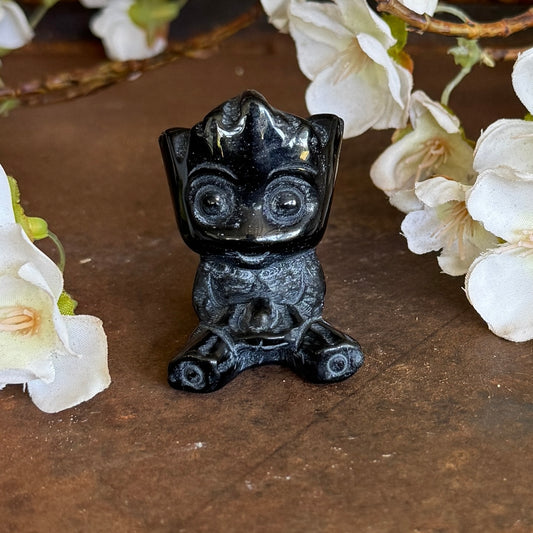 Black Obsidian Crystal Groot Carving (Approx. 5cm) – Protection, Grounding & Spiritual Strength