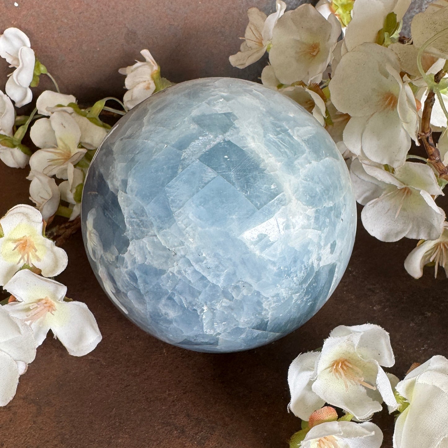 Blue Celestite Crystal Sphere – Serenity, Angelic Connection & High-Vibration Spiritual Healing