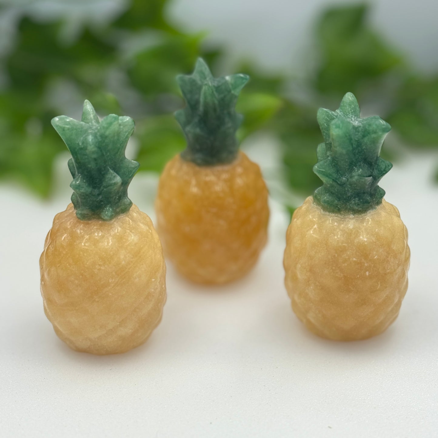 Pineapple Carving - Orange Calcite and Green Aventurine