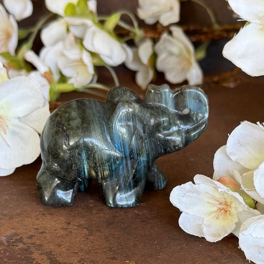 Labradorite Crystal Elephant Carving - Intuition, Protection & Spiritual Awakening