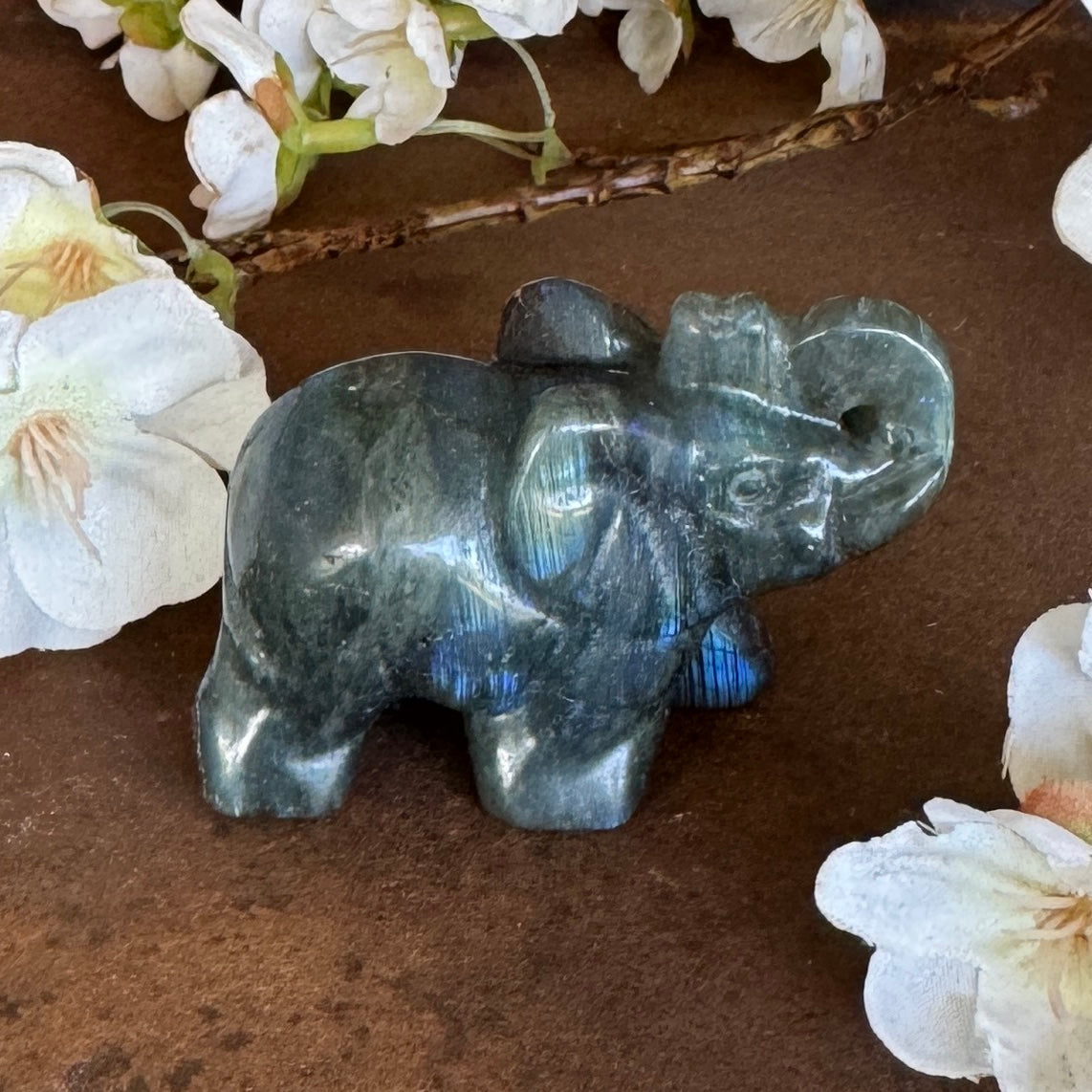Labradorite Crystal Elephant Carving - Intuition, Protection & Spiritual Awakening
