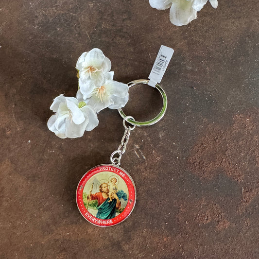 St Christopher “PROTECT ME EVERYWHERE” Keyring – Patron Saint of Travellers | Divine Protection for Every Journey