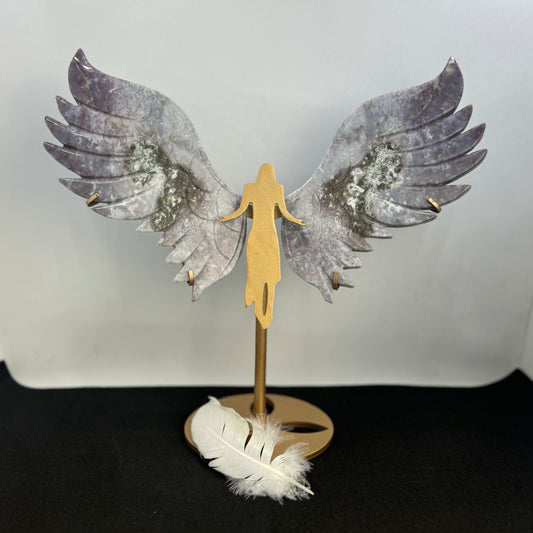 Angel Stand with Moss Agate Wings (A)