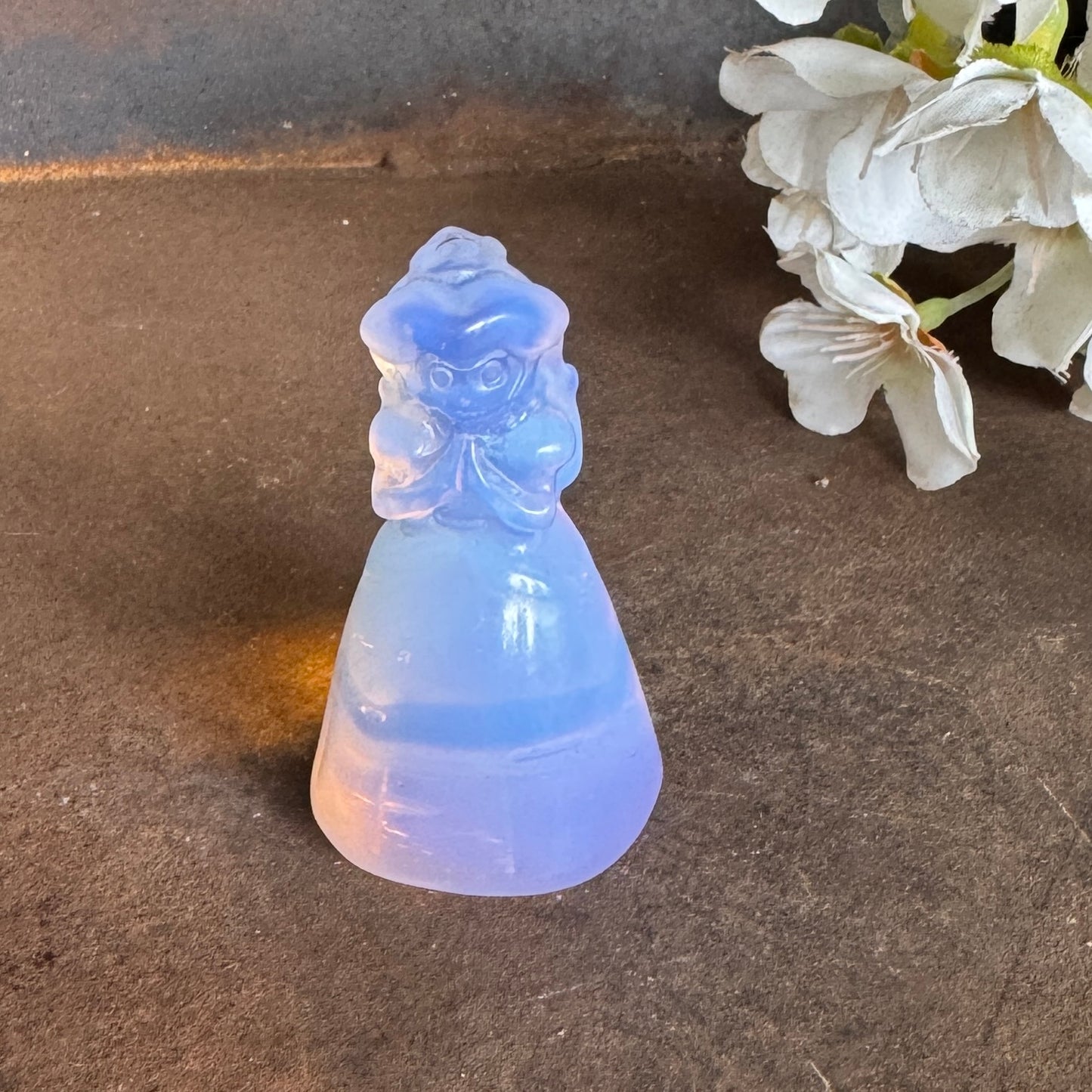 Pink Opalite Princess Peach–Inspired Crystal Carving – Calm, Compassion & Emotional Healing