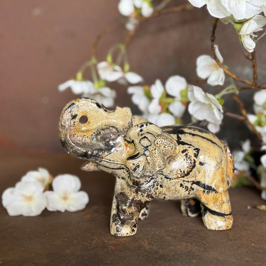 Picture Jasper Crystal Elephant – Grounding, Protection & Spiritual Wisdom