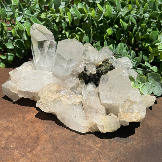 Epidote and Clear Quartz Specimen