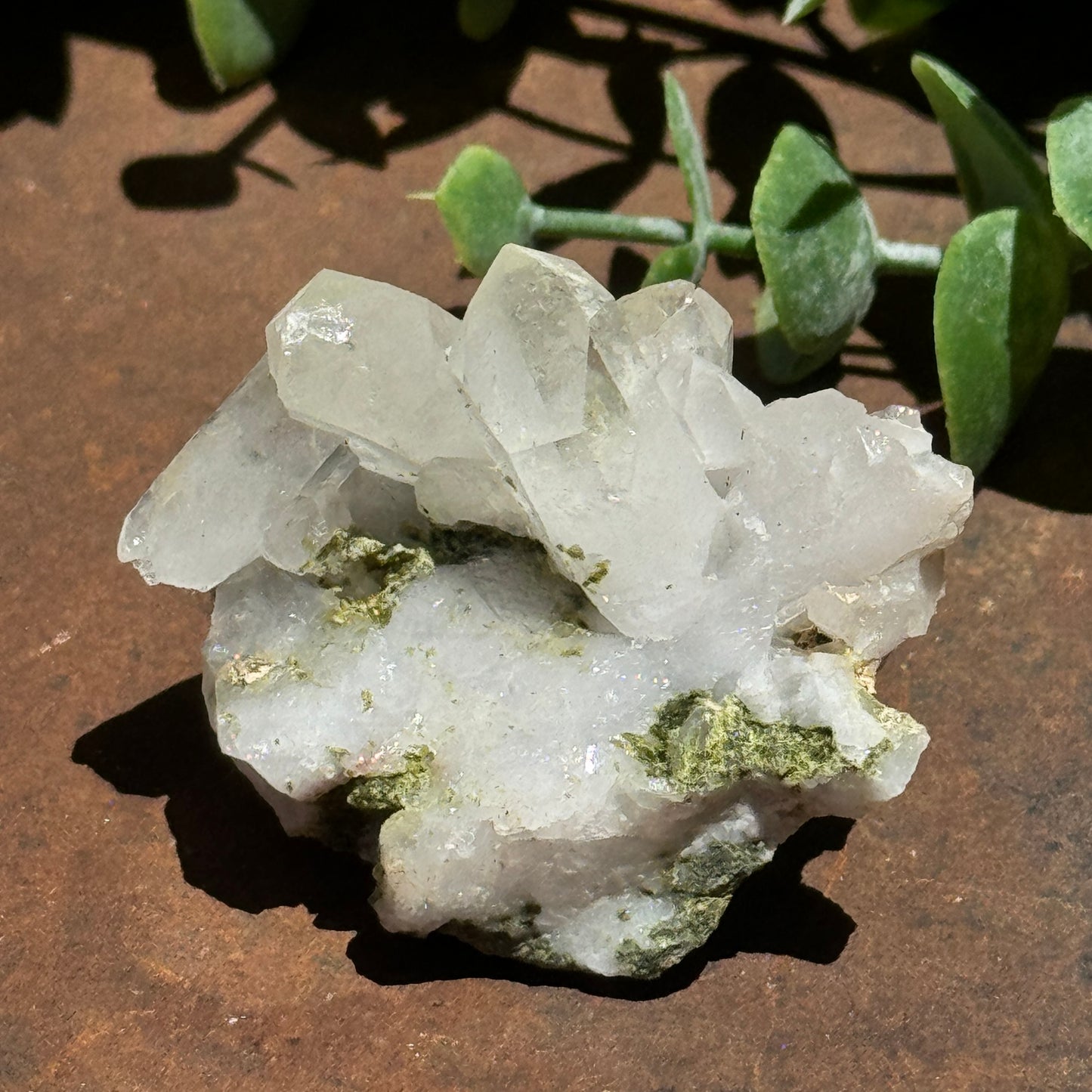 Epidote and Clear Quartz Specimen