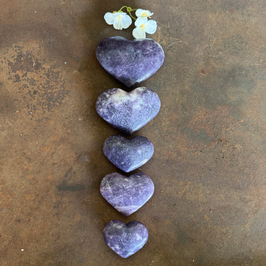 Lepidolite Crystal Hearts – Emotional Healing, Calm & Heart-Centred Peace