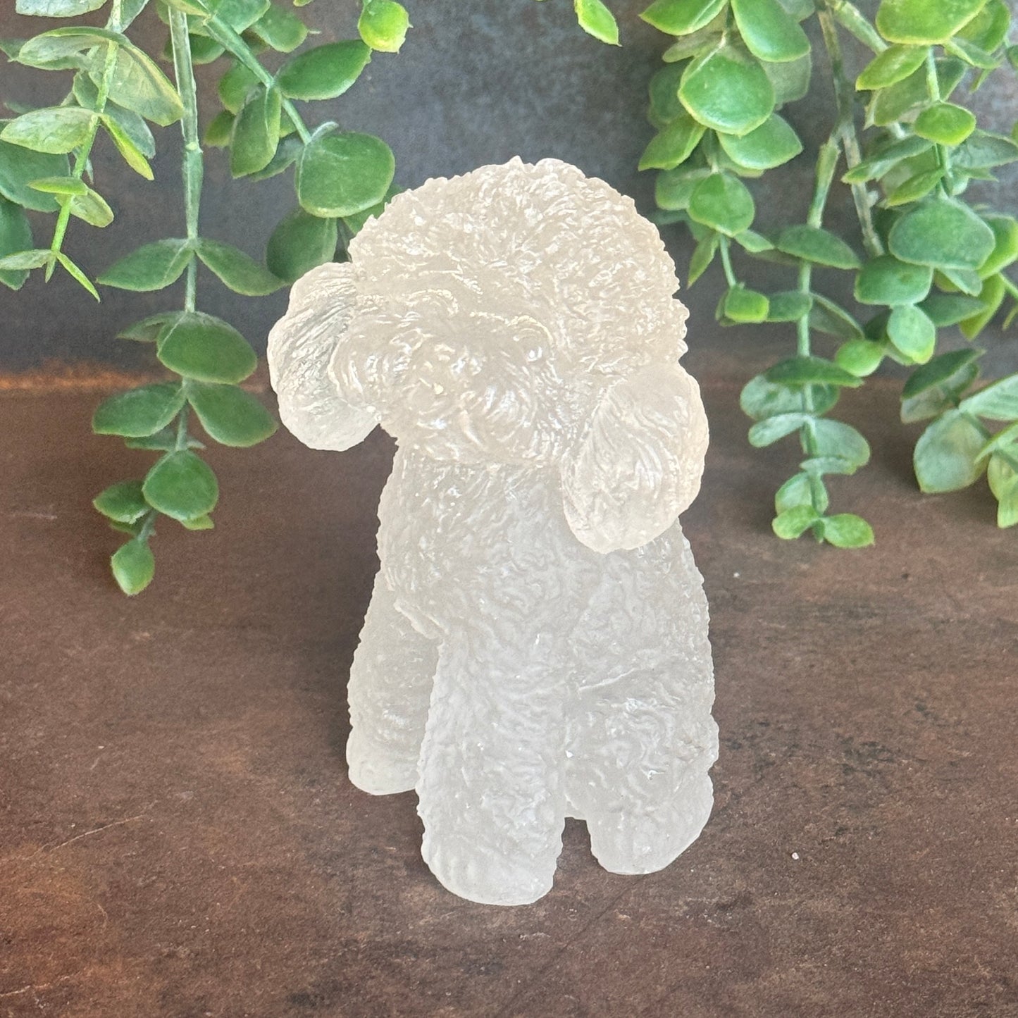 Resin Moodle/Cavoodle/Toy Poodle Dog Figurine Filled with Crystal Chips