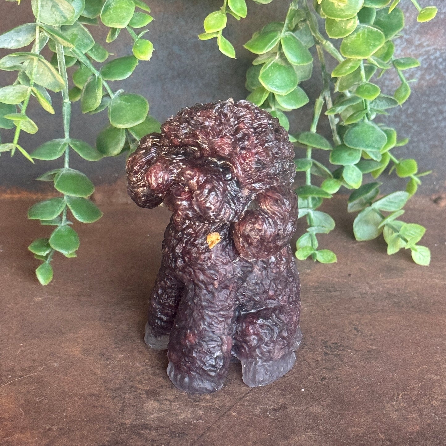 Resin Moodle/Cavoodle/Toy Poodle Dog Figurine Filled with Crystal Chips