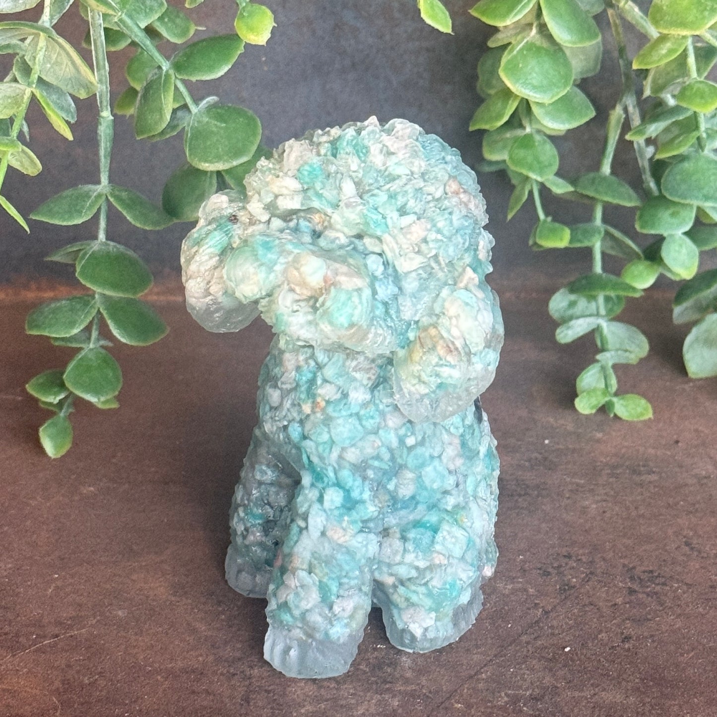 Resin Moodle/Cavoodle/Toy Poodle Dog Figurine Filled with Crystal Chips