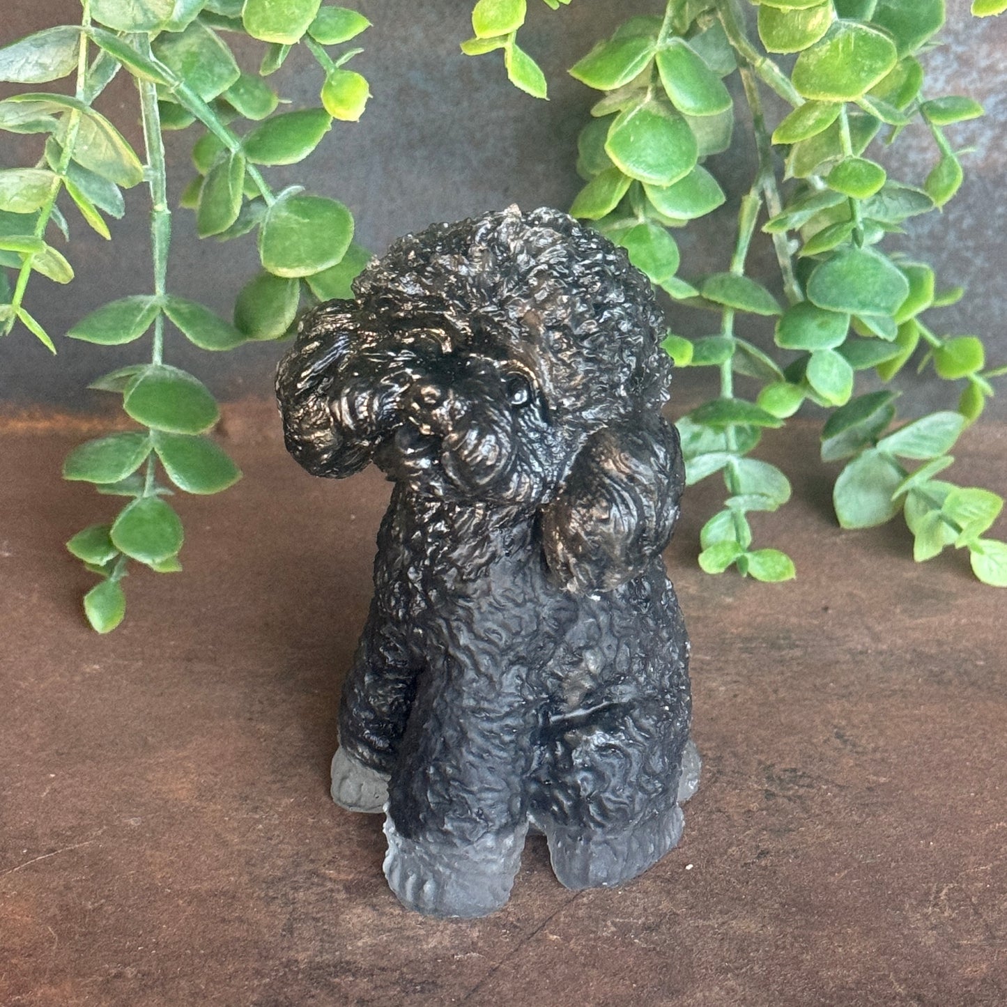 Resin Moodle/Cavoodle/Toy Poodle Dog Figurine Filled with Crystal Chips