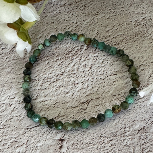 African Turquoise Faceted Bead Bracelet 4mm