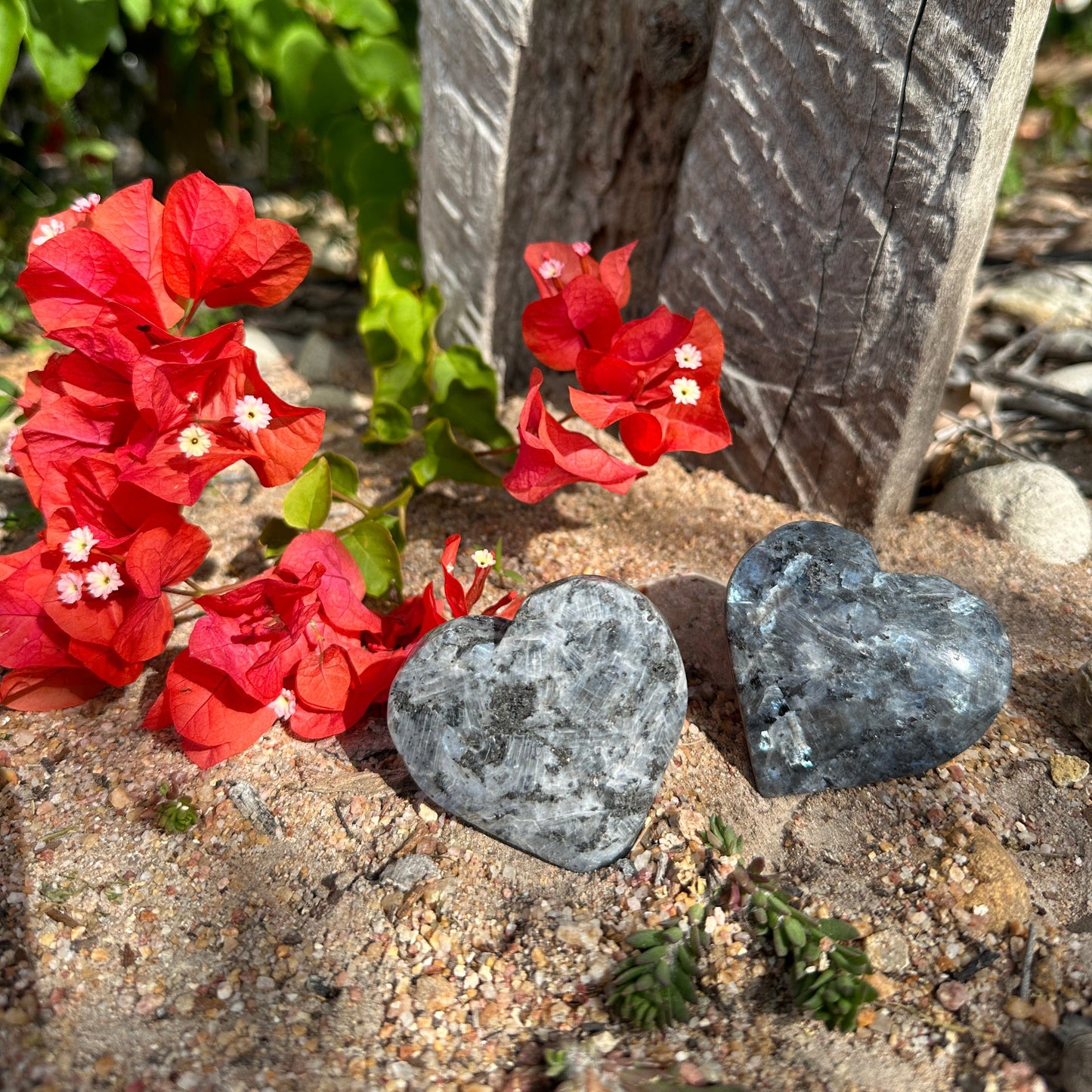 Larvikite Carved Crystal Hearts (Approx 6cm)