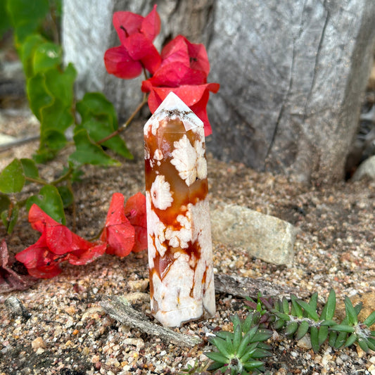 Red Flower Agate Tower