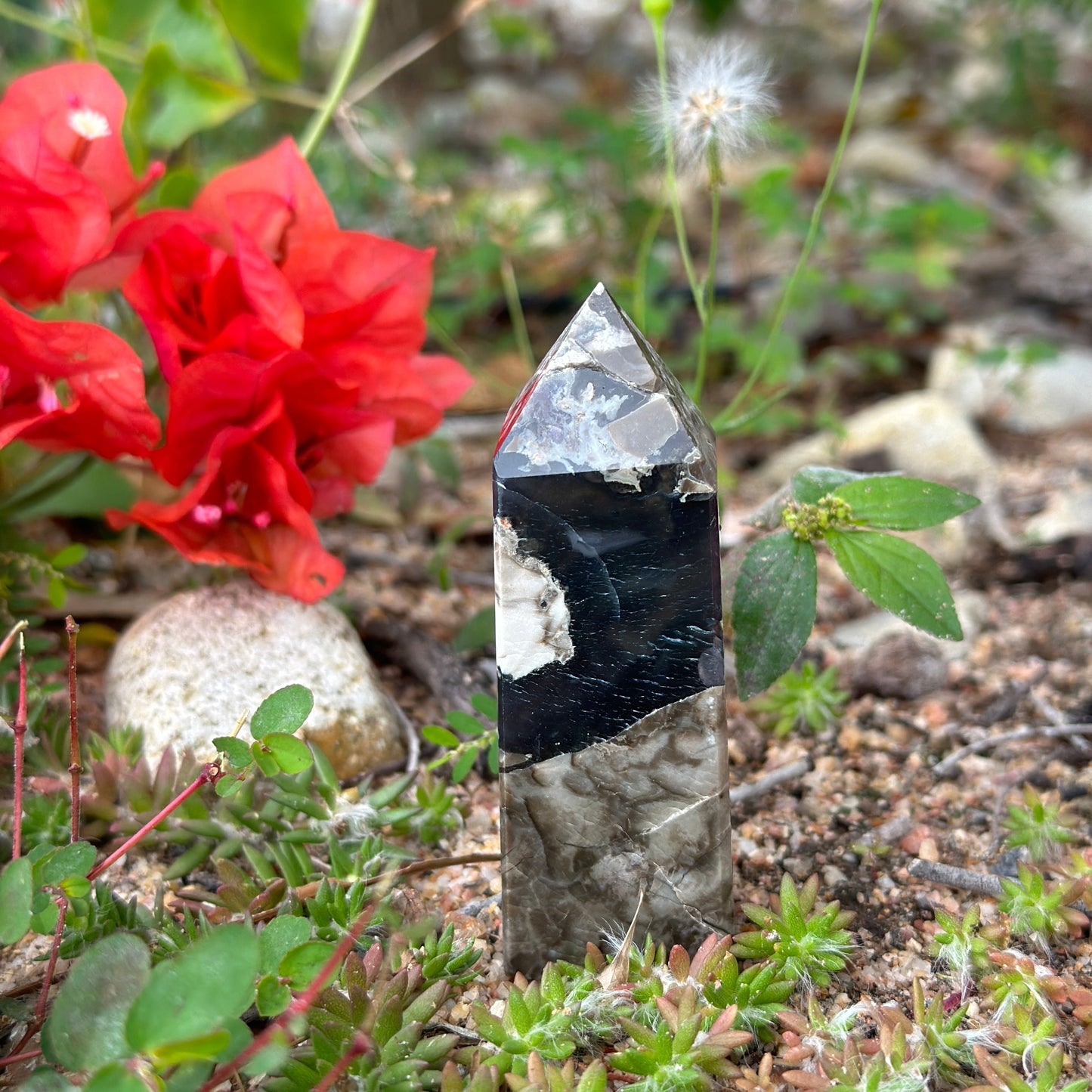 Volcanic Agate Four Sided Tower  (UV-light reactive)