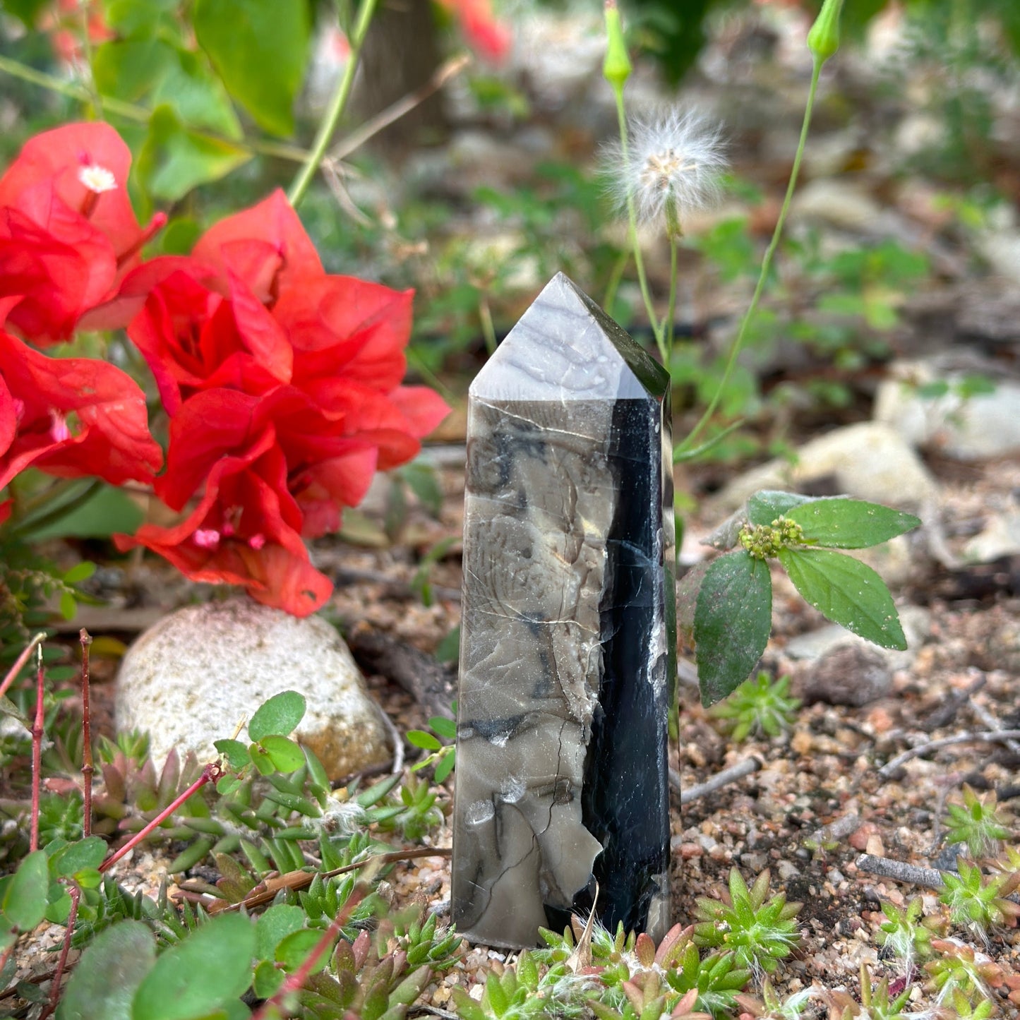 Volcanic Agate Four Sided Tower  (UV-light reactive)