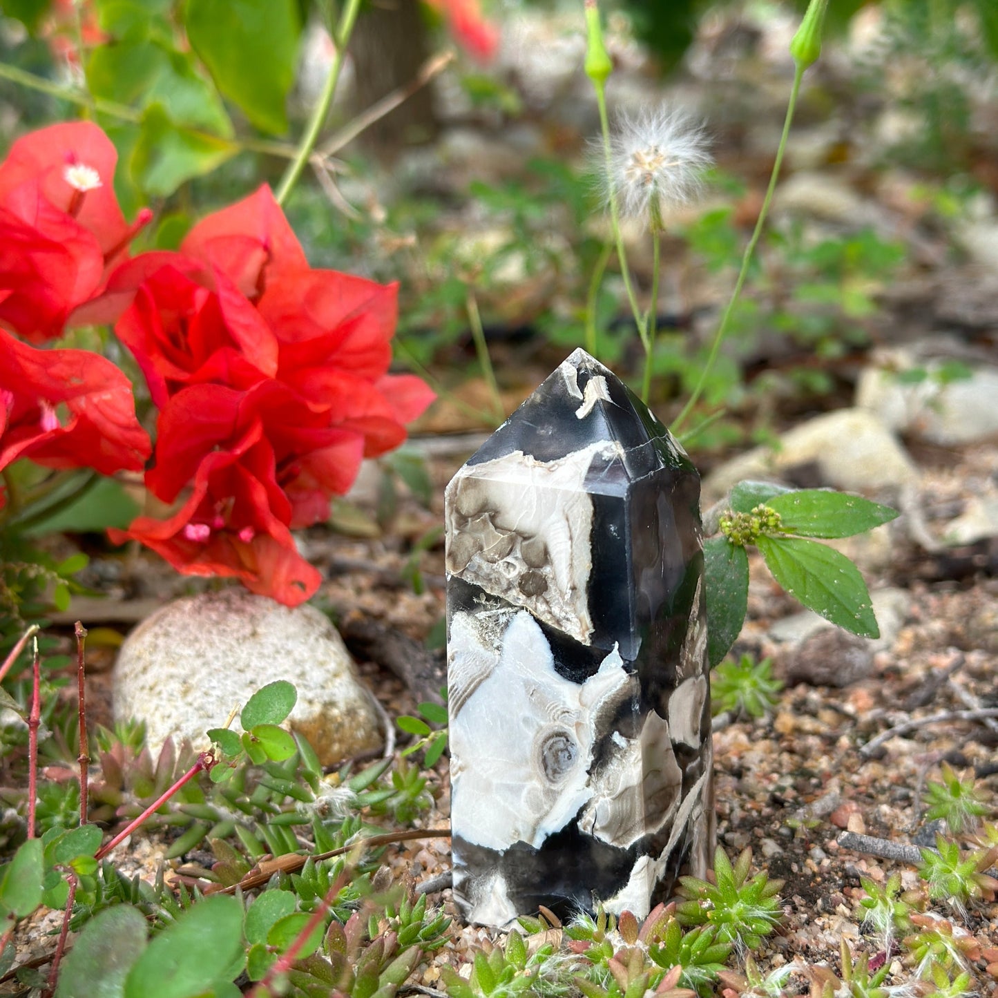 Volcanic Agate Four Sided Tower  (UV-light reactive)