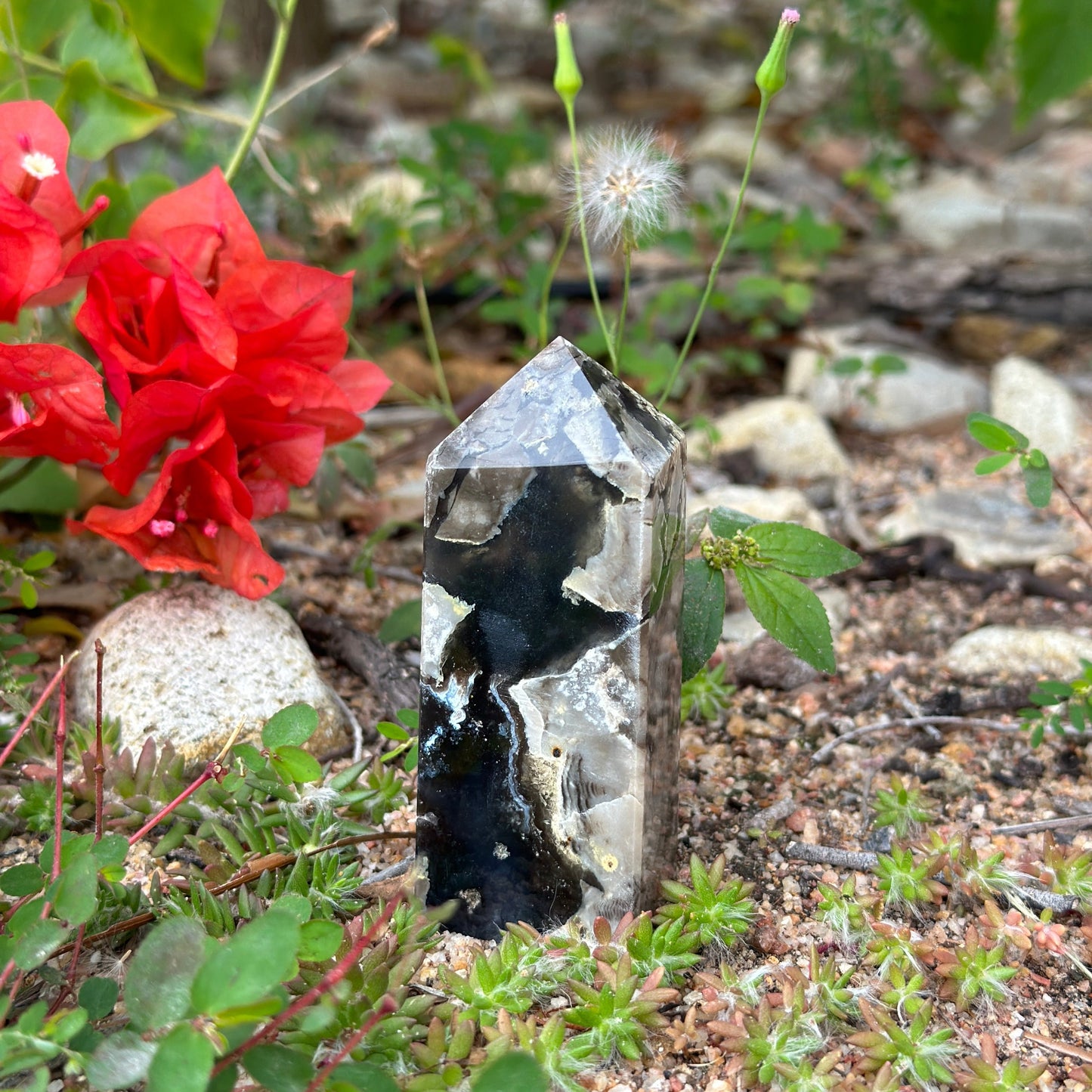 Volcanic Agate Four Sided Tower  (UV-light reactive)