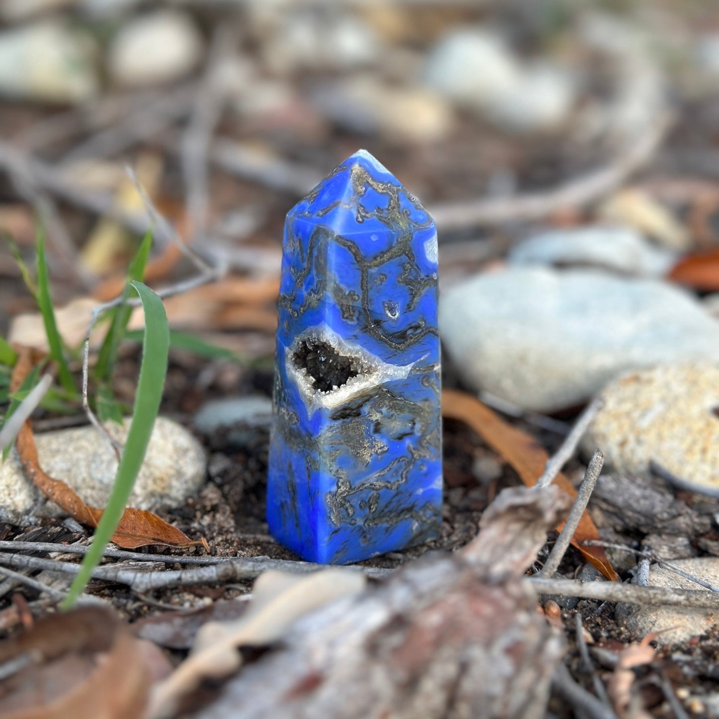 Blue Flower Agate Tower