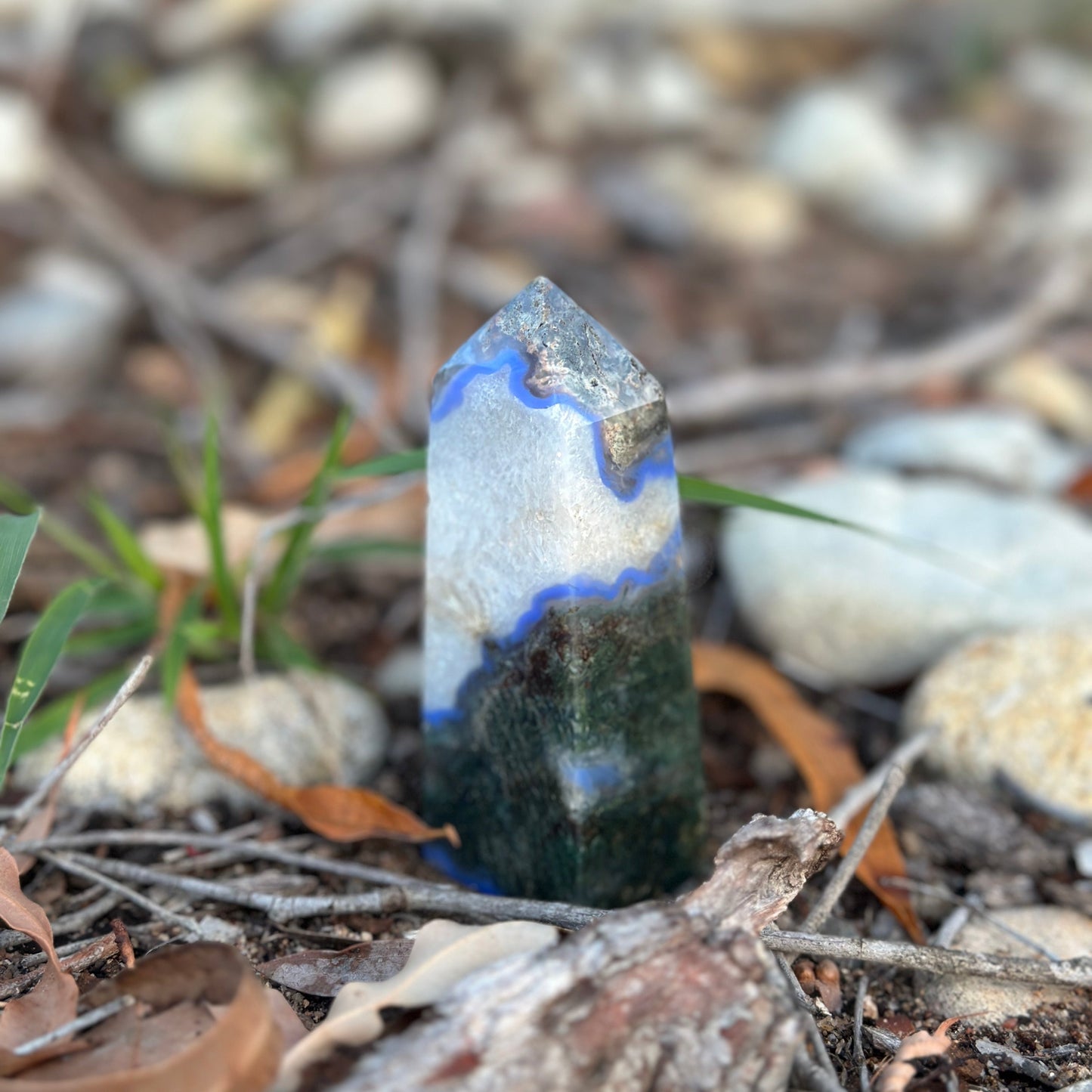 Blue Flower Agate Tower