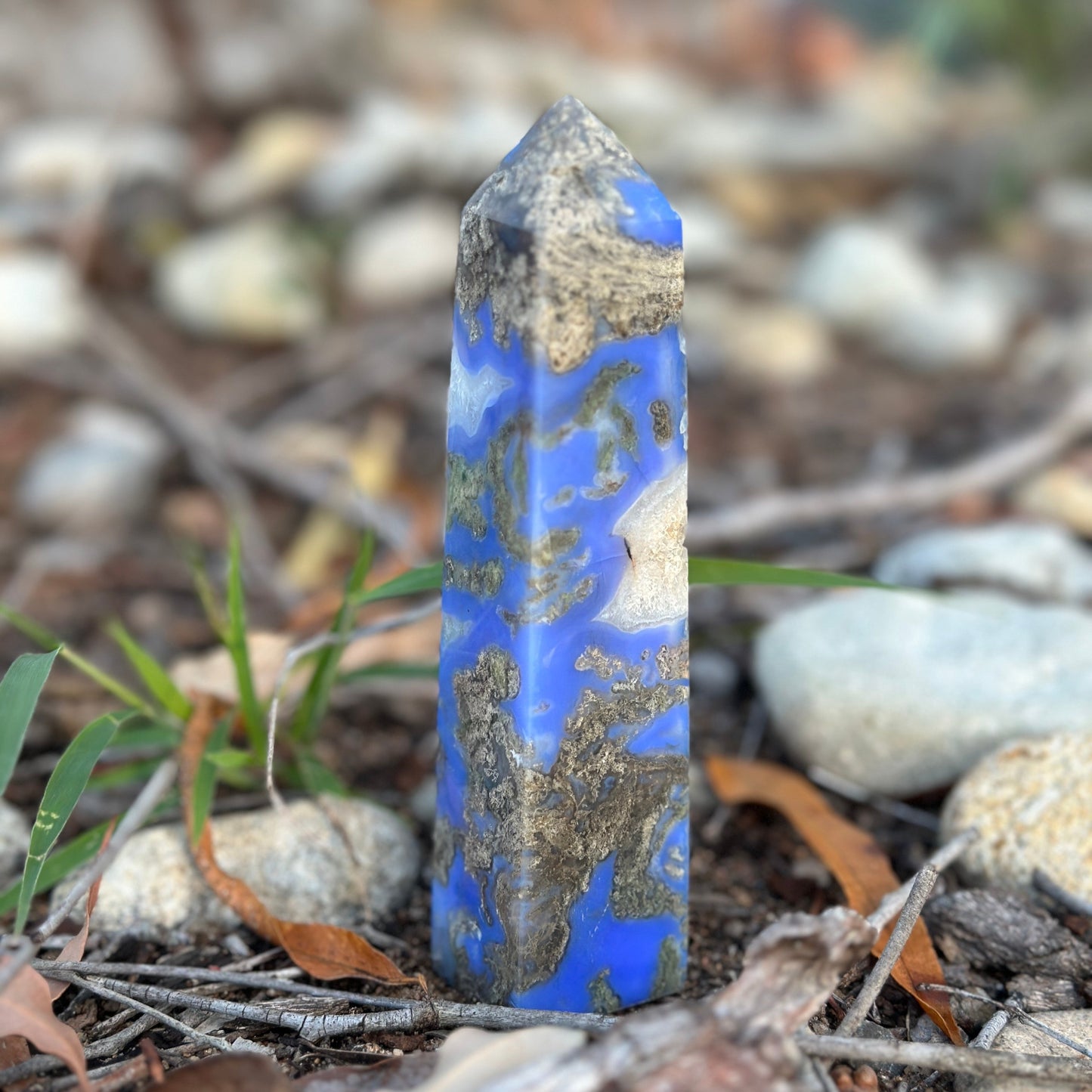 Blue Flower Agate Tower