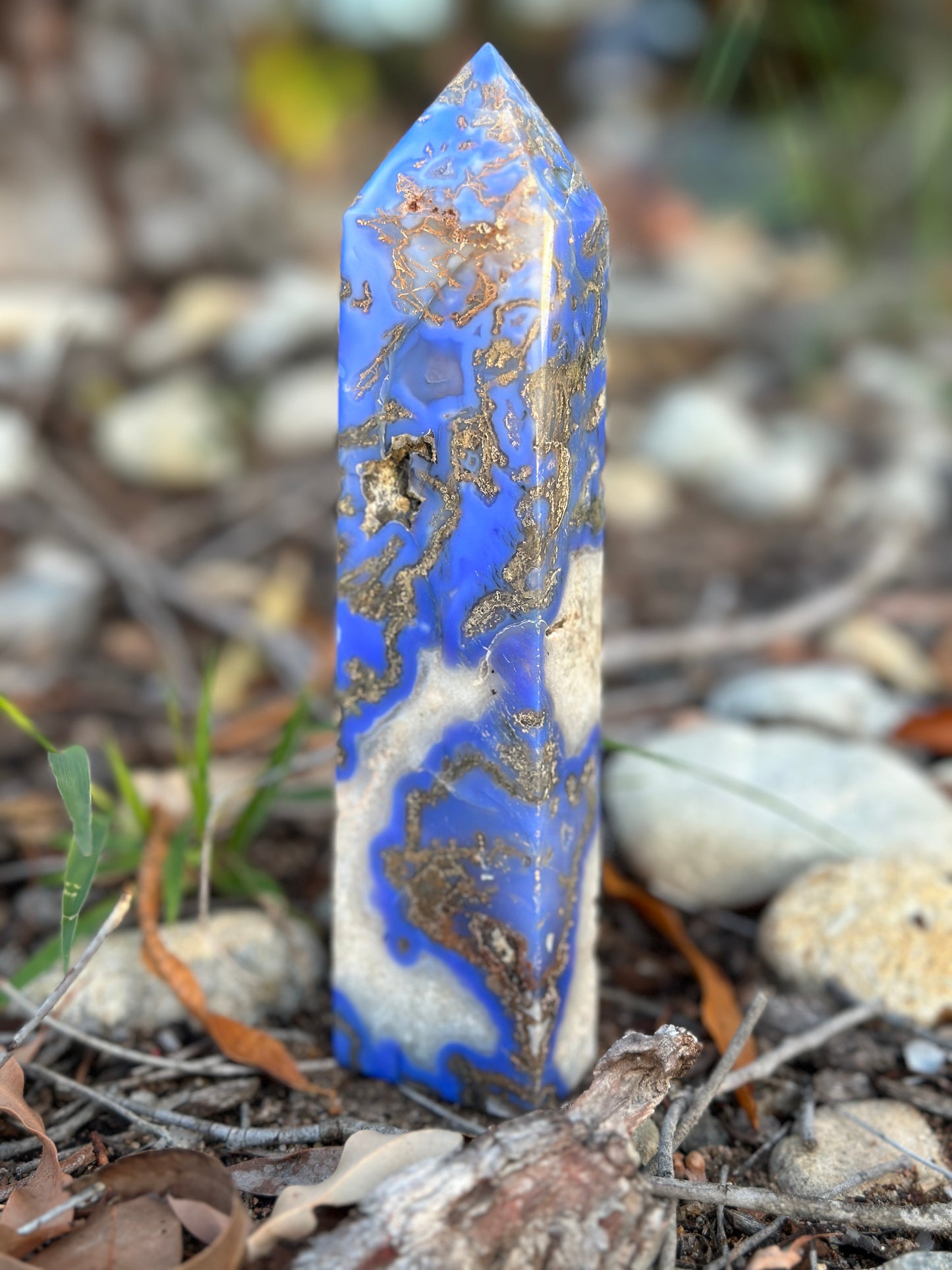 Blue Flower Agate Tower