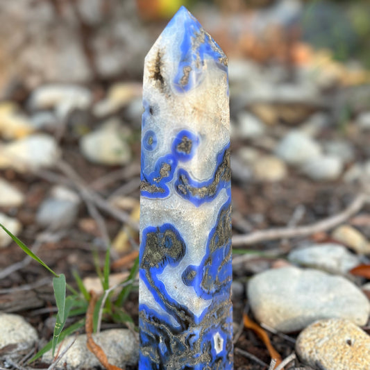 Blue Flower Agate Tower