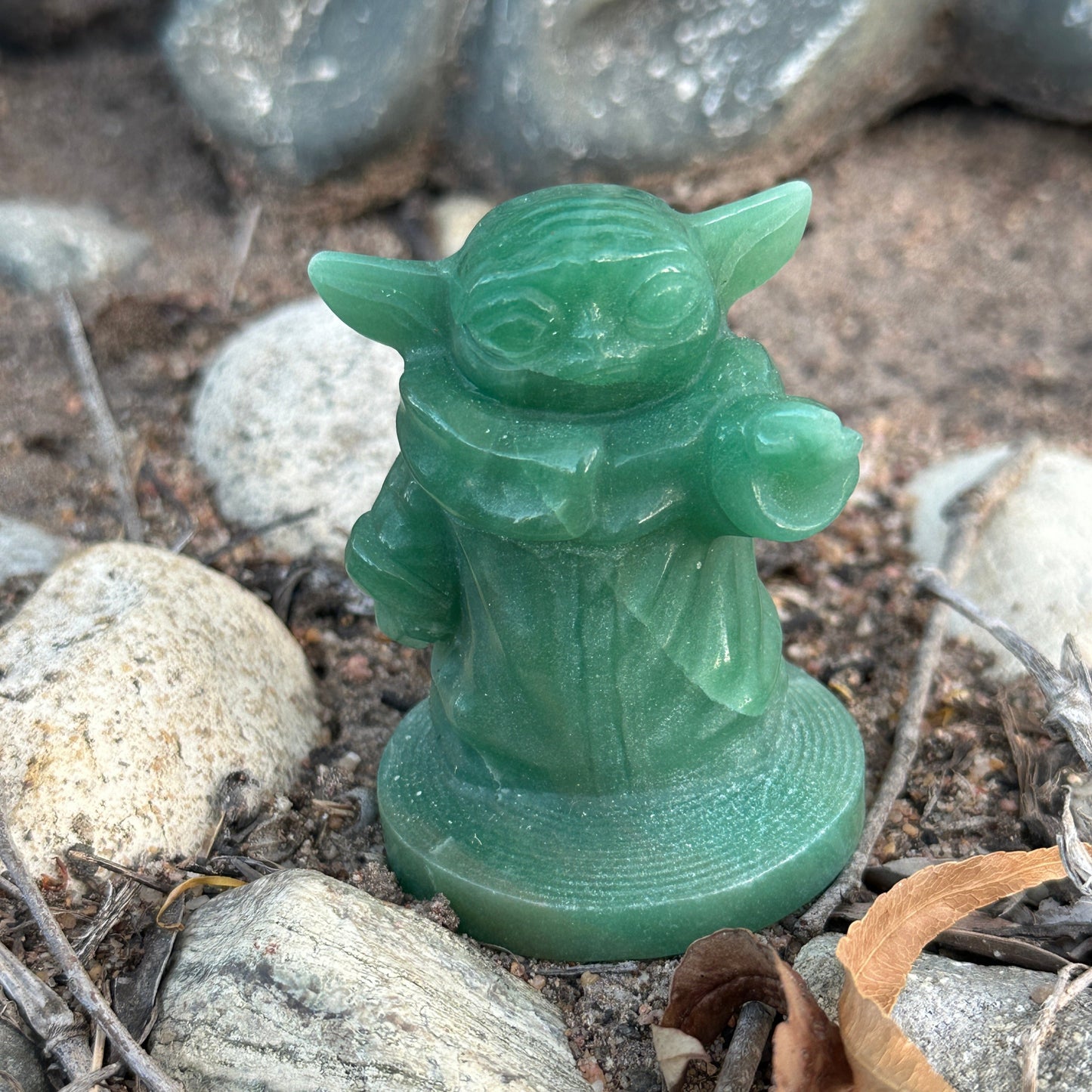 Star Wars Inspired  Grogu / Baby Yoda Crystal Green Aventurine Carving