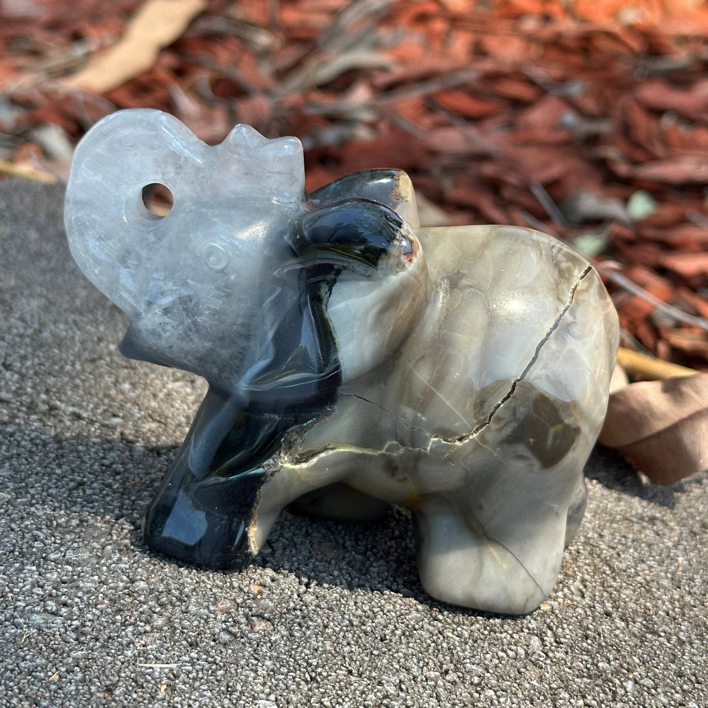 Volcanic Agate Elephant Carving