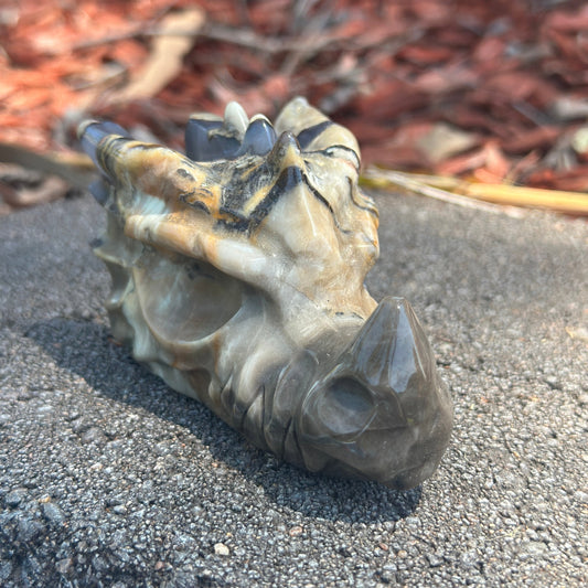 Volcanic Agate Dragon Carving