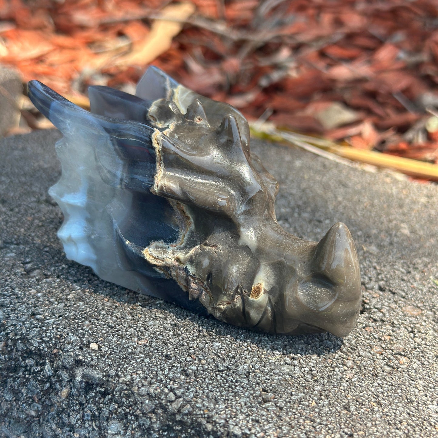 Volcanic Agate Dragon Carving