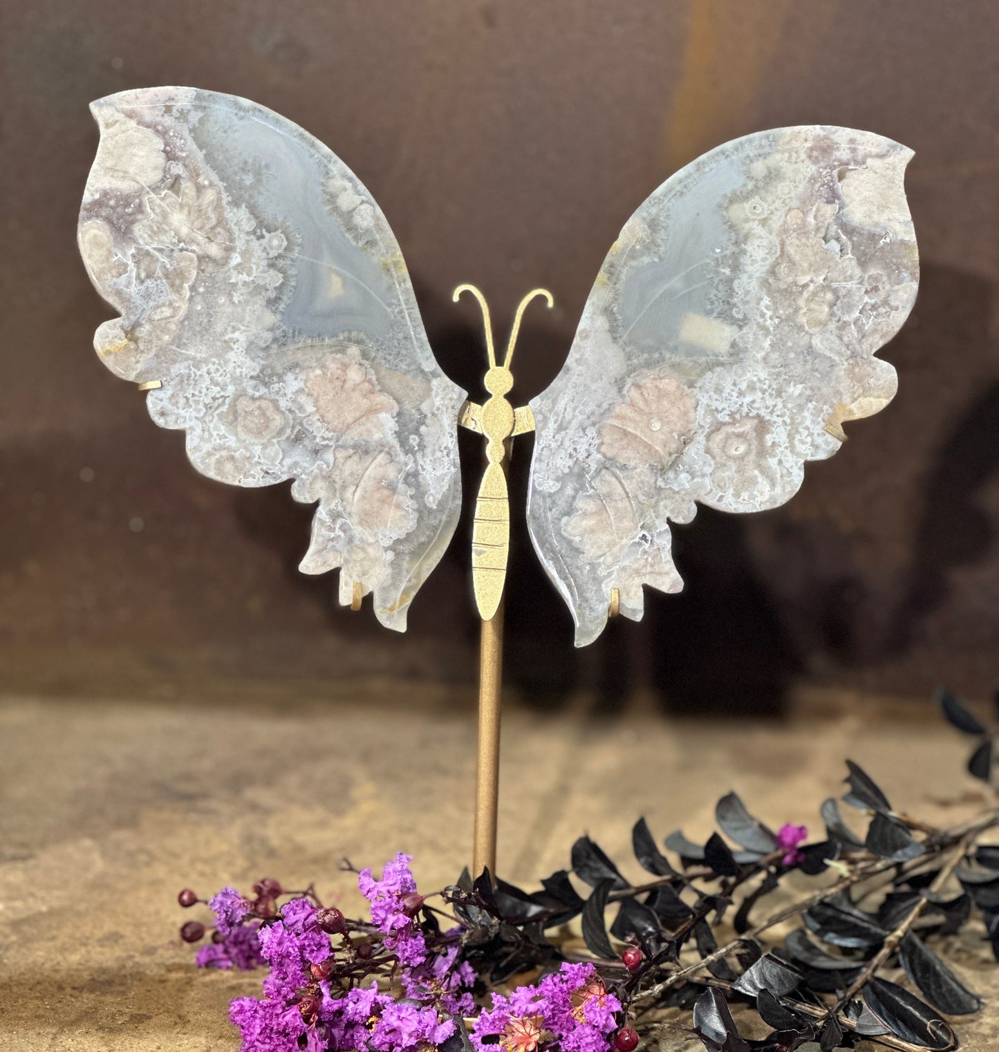 Butterfly Stand with Pink Amethyst Wings (1)