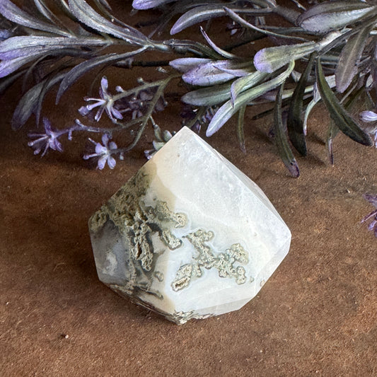 Moss Agate Crystal Diamond Cut Shape