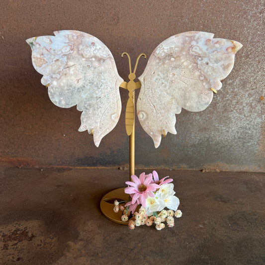 Pink Amethyst Crystal Wings with Butterfly Stand – Emotional Balance, Self-Love & Spiritual Healing   (2)