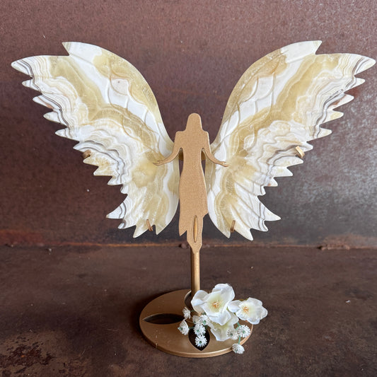 White and Orange Calcite Crystal Wings – Energy, Creativity & Spiritual Healing