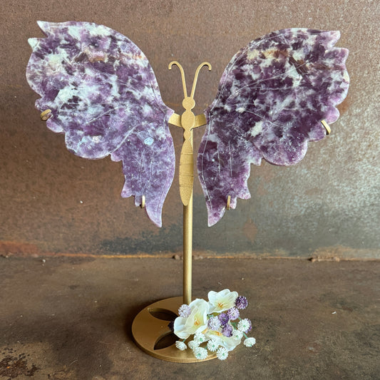 Purple Mica Crystal Wings on Butterfly Stand – A High-Vibration Crystal for Balance & Transformation