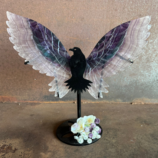 Fluorite Crystal Wings with Bird Stand –  Clarity, Calm & Spiritual Healing