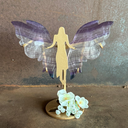 Small Fluorite Crystal Wings on Angel Stand – Serenity, Clarity & Spiritual Healing