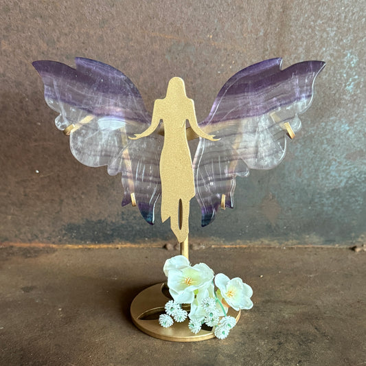 Small Fluorite Crystal Wings on Angel Stand – Spiritual Healing & Protection