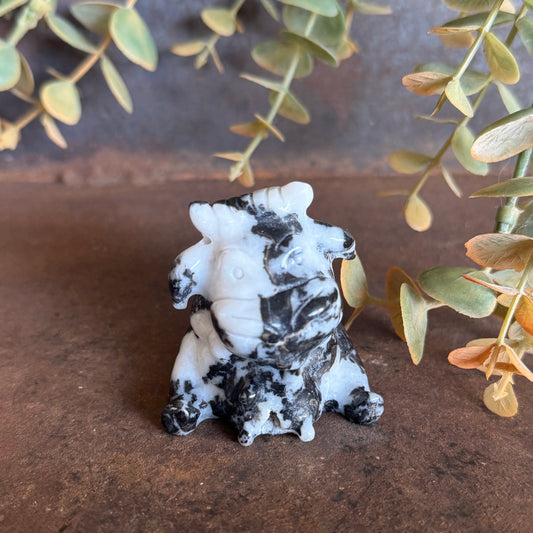 Zebra Jasper Cow Crystal Carving – Balance, Strength & Spiritual Healing